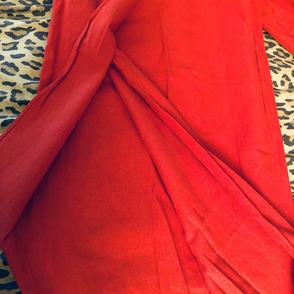 CALI 1850 large red linen look wide slit leg pant wrap effect NWOT - Picture 11 of 16